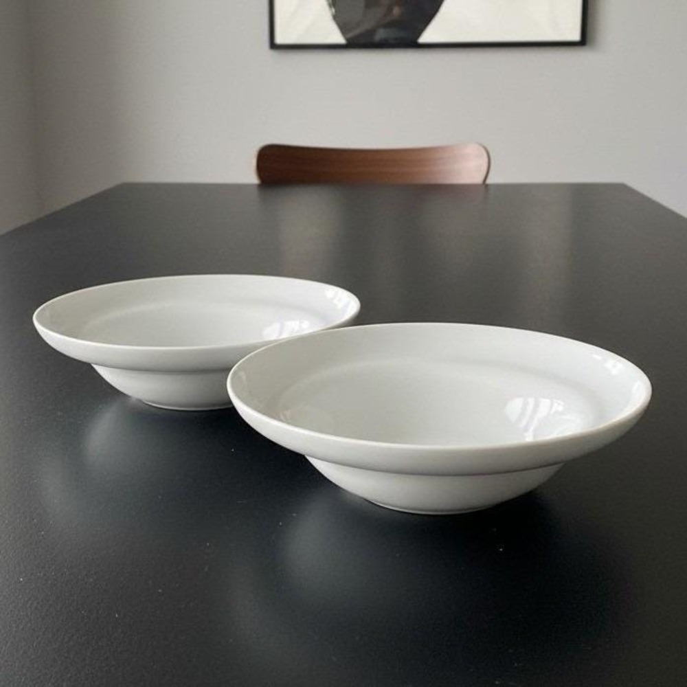 IKEA Maja Ganszyniec Ceramic Soup Bowls, Set Of 2, White Minimalist Dinnerware